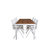 Bois tuinmeubelset tafel 90x205cm en 6 stoel Alina wit, naturel.