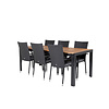 Bois tuinmeubelset tafel 90x205cm en 6 stoel Anna zwart, naturel.