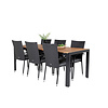 Bois tuinmeubelset tafel 90x205cm en 6 stoel Anna zwart, naturel.