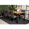 Bois tuinmeubelset tafel 90x205cm en 6 stoel Anna zwart, naturel.