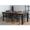 Bois tuinmeubelset tafel 90x205cm en 6 stoel Dallas zwart, naturel.