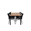 Bois tuinmeubelset tafel 90x205cm en 6 stoel Julian zwart, naturel.