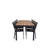 Bois tuinmeubelset tafel 90x205cm en 6 stoel Levels zwart, naturel.