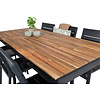 Bois tuinmeubelset tafel 90x205cm en 6 stoel Levels zwart, naturel.