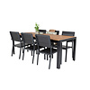 Bois tuinmeubelset tafel 90x205cm en 6 stoel Levels zwart, naturel.