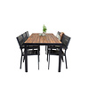 Bois tuinmeubelset tafel 90x205cm en 6 stoel Levels zwart, naturel.