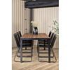 Bois tuinmeubelset tafel 90x205cm en 6 stoel stapelS Lindos zwart, naturel.