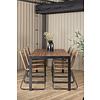 Bois tuinmeubelset tafel 90x205cm en 6 stoel stapelL Lindos zwart, naturel.