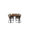 Bois tuinmeubelset tafel 90x205cm en 6 stoel stapelL Lindos zwart, naturel.