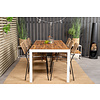 Bois tuinmeubelset tafel 90x205cm en 6 stoel armleuning Lindos zwart, naturel, wit.