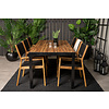 Bois tuinmeubelset tafel 90x205cm en 6 stoel Little John naturel, zwart.