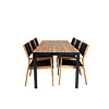 Bois tuinmeubelset tafel 90x205cm en 6 stoel Little John naturel, zwart.