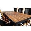 Bois tuinmeubelset tafel 90x205cm en 6 stoel Little John zwart, naturel.