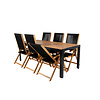 Bois tuinmeubelset tafel 90x205cm en 6 stoel Little John zwart, naturel.