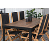 Bois tuinmeubelset tafel 90x205cm en 6 stoel Little John zwart, naturel.
