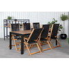 Bois tuinmeubelset tafel 90x205cm en 6 stoel Little John zwart, naturel.