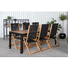 Bois tuinmeubelset tafel 90x205cm en 6 stoel Little John zwart, naturel.