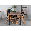 Bois tuinmeubelset tafel 90x205cm en 6 stoel Little John zwart, naturel.
