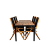 Bois tuinmeubelset tafel 90x205cm en 6 stoel Little John zwart, naturel.