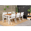 Bois tuinmeubelset tafel 90x205cm en 6 stoel Mexico wit, naturel.