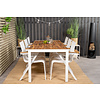 Bois tuinmeubelset tafel 90x205cm en 6 stoel Mexico wit, naturel.