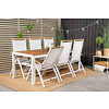 Bois tuinmeubelset tafel 90x205cm en 6 stoel Panama naturel, wit.