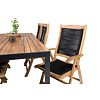 Bois tuinmeubelset tafel 90x205cm en 6 stoel Peter naturel, zwart.