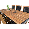 Bois tuinmeubelset tafel 90x205cm en 6 stoel Peter naturel, zwart.