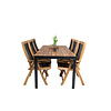 Bois tuinmeubelset tafel 90x205cm en 6 stoel Peter naturel, zwart.