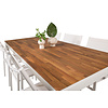 Bois tuinmeubelset tafel 90x205cm en 6 stoel Santorini wit, naturel.