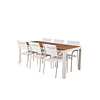 Bois tuinmeubelset tafel 90x205cm en 6 stoel Santorini wit, naturel.