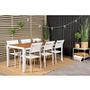 Bois tuinmeubelset tafel 90x205cm en 6 stoel Santorini wit, naturel.
