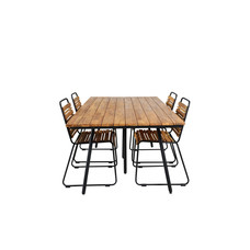 Chan tuinmeubelset tafel 100x200cm en 4 stoel Bois zwart, naturel.