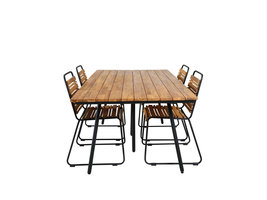 Chan tuinmeubelset tafel 100x200cm en 4 stoel Bois zwart, naturel.