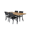 Chan tuinmeubelset tafel 100x200cm en 4 stoel Levels zwart, naturel.