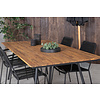 Chan tuinmeubelset tafel 100x200cm en 4 stoel armleuning Lindos zwart, naturel.