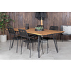 Chan tuinmeubelset tafel 100x200cm en 4 stoel armleuning Lindos zwart, naturel.