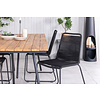 Chan tuinmeubelset tafel 100x200cm en 4 stoel stapel Lindos zwart, naturel.