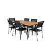 Chan tuinmeubelset tafel 100x200cm en 6 stoel Santorini zwart, naturel.