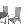 Copacabana tuinmeubelset tafel Ø140cm en 6 stoel rec Copacabana wit, grijs, crèmekleur.