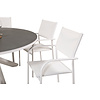 Copacabana tuinmeubelset tafel Ã˜140cm en 6 stoel Santorini wit, grijs, crÃ¨mekleur.