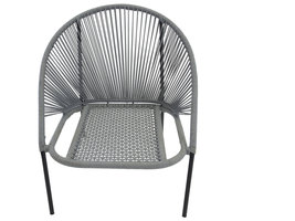 Lindos tuinstoel incl. kussen, stapelbaar zwartgrijs.