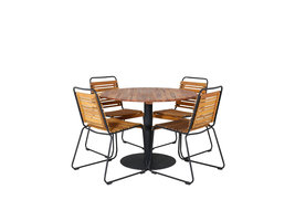 Cot tuinmeubelset tafel Ø100cm en 4 stoel Bois zwart, naturel.
