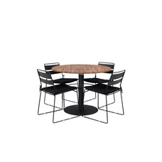Cot tuinmeubelset tafel Ã˜100cm en 4 stoel Lina zwart, naturel.