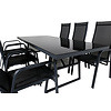 Dallas tuinmeubelset tafel 90x193cm en 6 stoel Copacabana zwart.