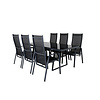 Dallas tuinmeubelset tafel 90x193cm en 6 stoel Copacabana zwart.