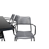 Dallas tuinmeubelset tafel 90x193cm en 6 stoel armleuningG Lindos zwart.