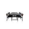 Dallas tuinmeubelset tafel 90x193cm en 6 stoel Paola zwart.