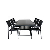 Dallas tuinmeubelset tafel 90x193cm en 6 stoel Santorini zwart.