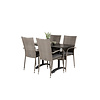 Denver tuinmeubelset tafel 70x120cm en 4 stoel Anna grijs, zwart.
